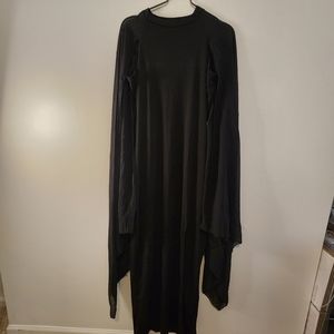 Black evening gown, Sheer shawl sleeveless fully lined maxi gown left Slit XL